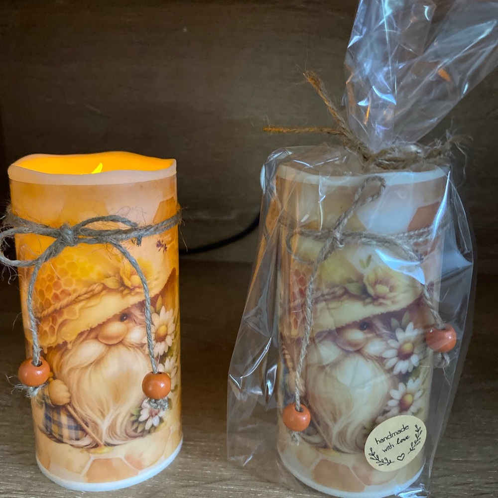 Gnome-Themed LED Candle with Warm Glow